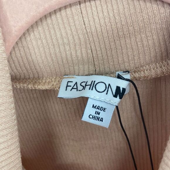 Fashion Nova Womens Beige Rib Knit Cropped Amerie Turtle Neck Sweater Medium NWT - Picture 2 of 5